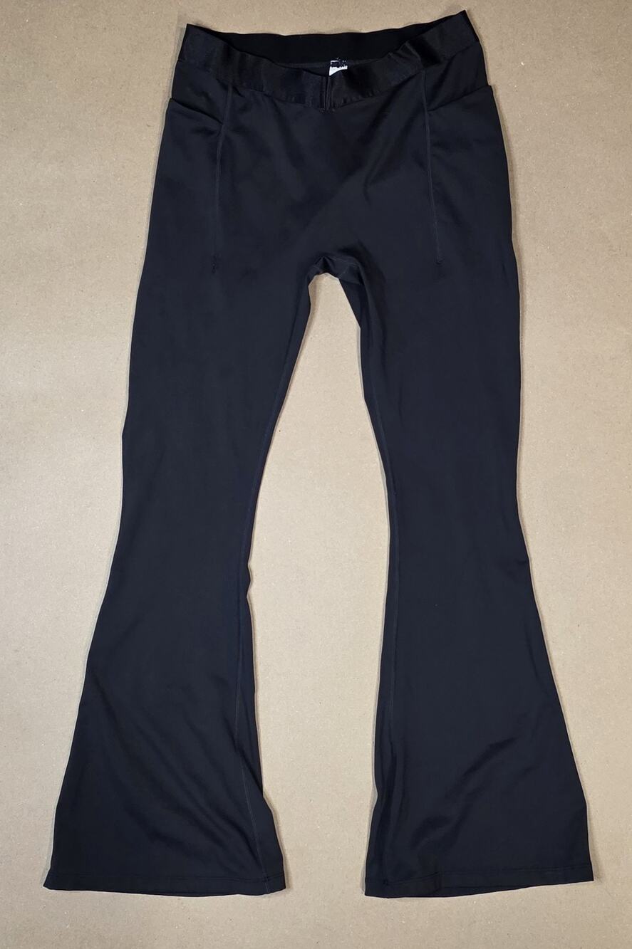 Popflex Black High Rise Flare Leggings w/ Pockets Yoga Athleisure SZ L Limitless